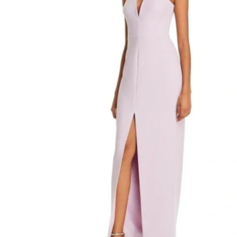BCBGMaxAzria Lilac Column Strapless Gown w/ Split
